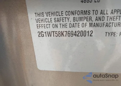 2006 Chevrolet Impala Lt из США, поврежденный, VIN 2G1WT58K769420012